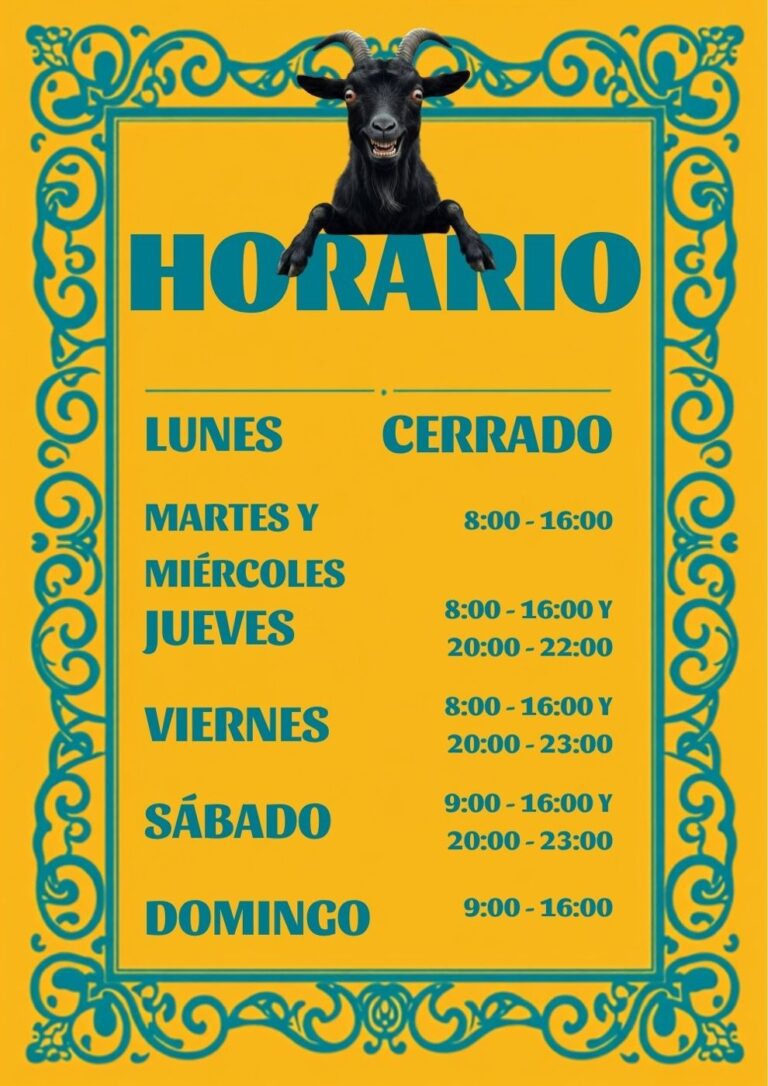 Cartel de Plaxinta Pie House: Horario