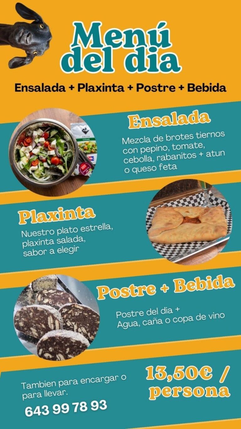 Cartel de Plaxinta Pie House: Menú del día